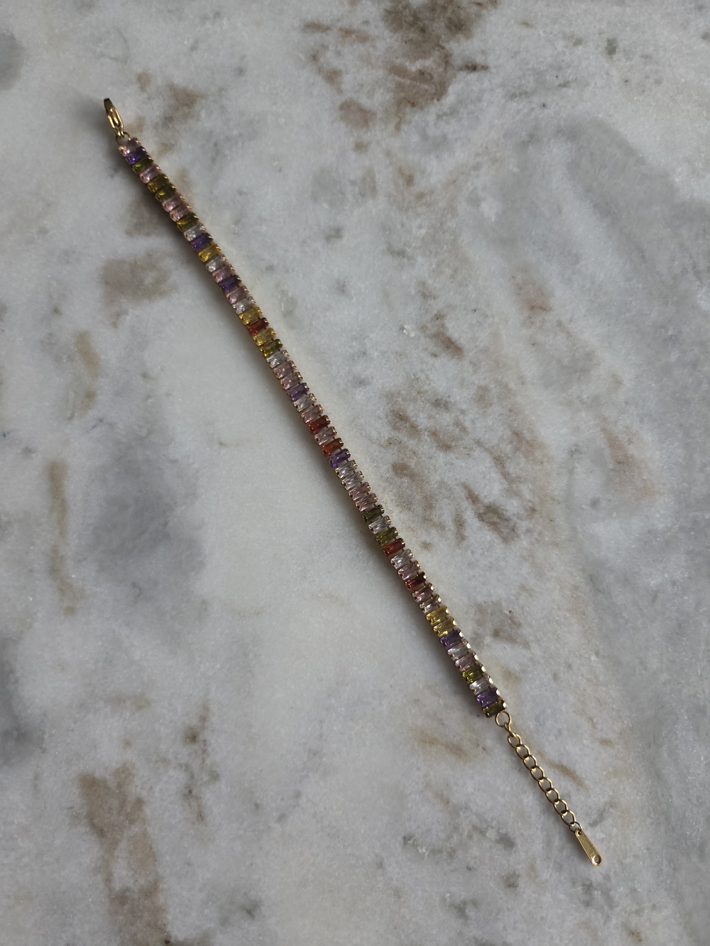 Gold Multicolor Gemstone Tennis Bracelet - Women Jewelry